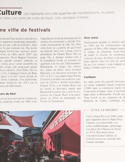 Nyon au 21e siècle, Culture, Une ville de festivals, p.136 - Rive Jazzy dans la Presse