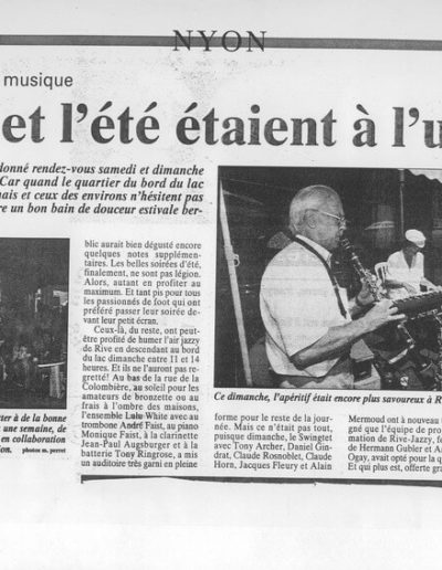 La Côte le 11 juillet 1994- Rive Jazzy dans la Presse