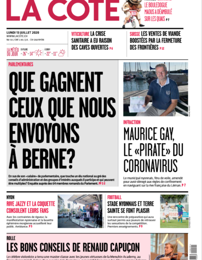 La Côte, lundi 13 juillet 2020, Rive Jazzy et la Coquette consolent leurs fans - Rive Jazzy dans la Presse