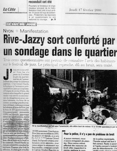 La Côte le 17 février 2000 - Rive Jazzy dans la Presse